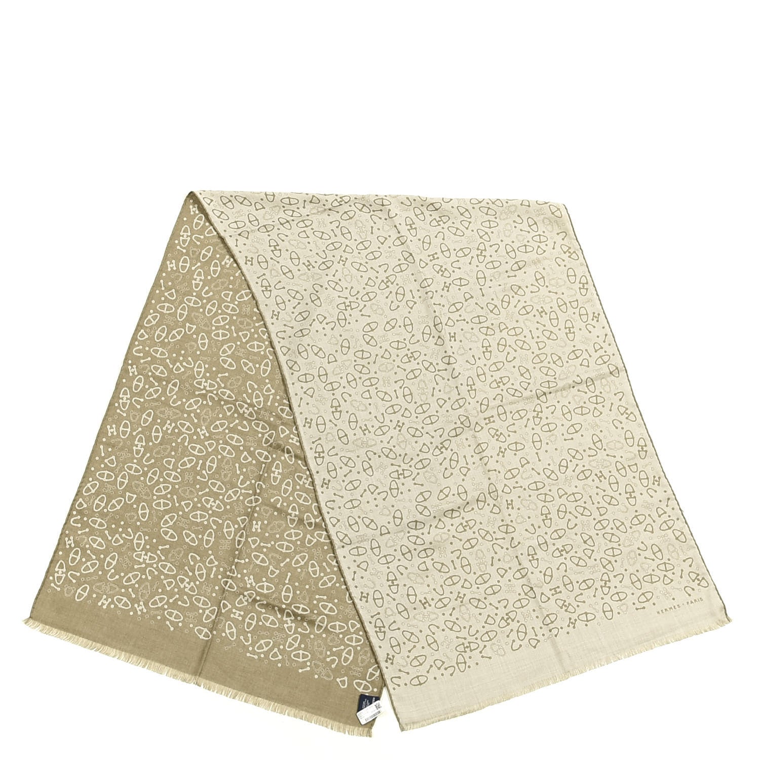 Hermes Cashmere Silk Point A Point Muffler Sable Chanvre 2 of 3