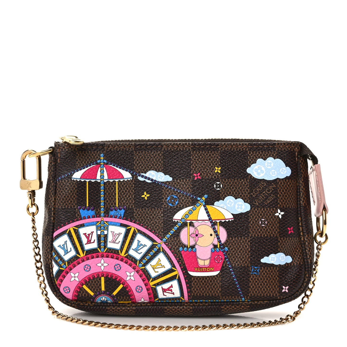 Damier Ebene 2020 Christmas Animation Big Wheel Mini Pochette Accessories Rose Ballerine