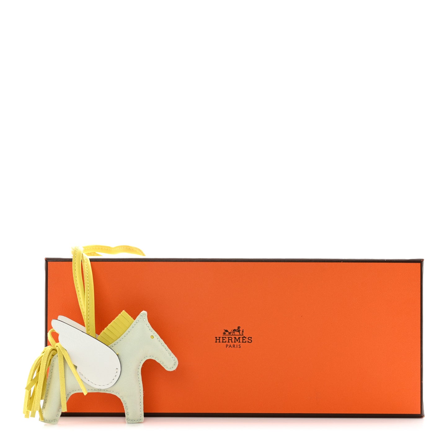 Milo Lambskin Grigri Rodeo Pegase Horse Bag Charm PM Vert Fizz Lime White