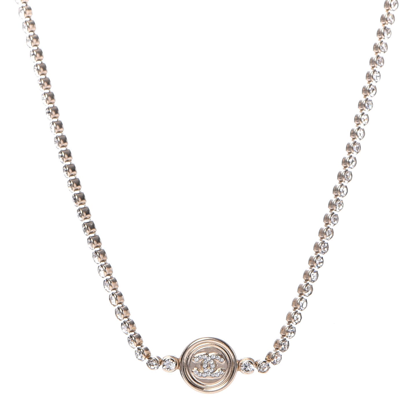 Crystal CC Chain Short Necklace Gold
