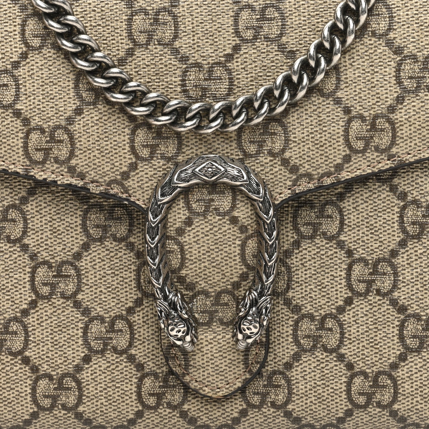 GG Supreme Monogram Mini Dionysus Chain Wallet Beige Taupe
