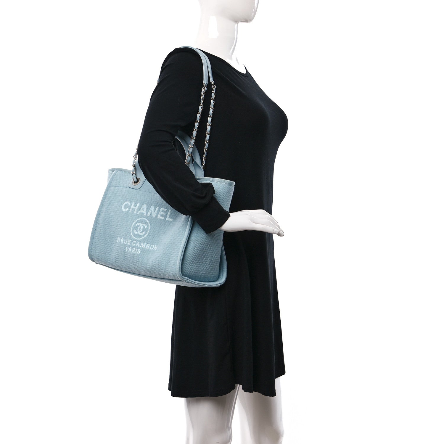 Chanel Mixed Fibers Small Deauville Tote Light Blue 2 of 10