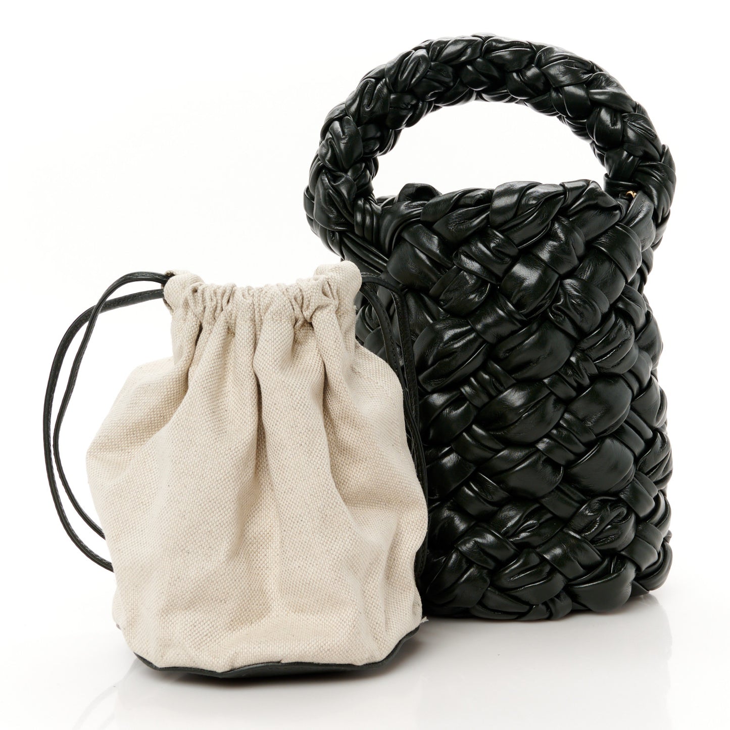 Calfskin Intrecciato Kalimero Bucket Bag Dark Green