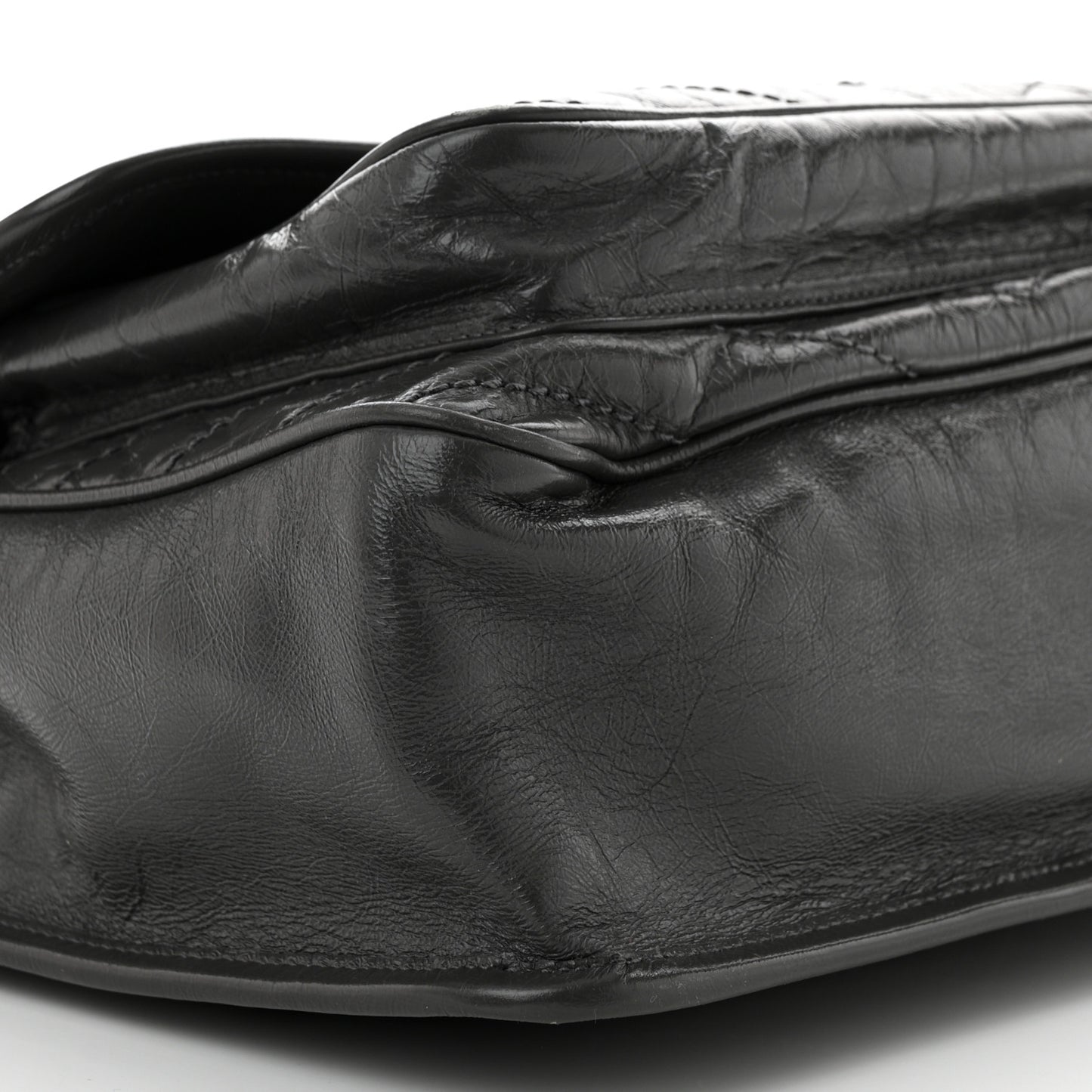 Crinkled Calfskin Matelasse Monogram Medium Niki Chain Satchel Fog