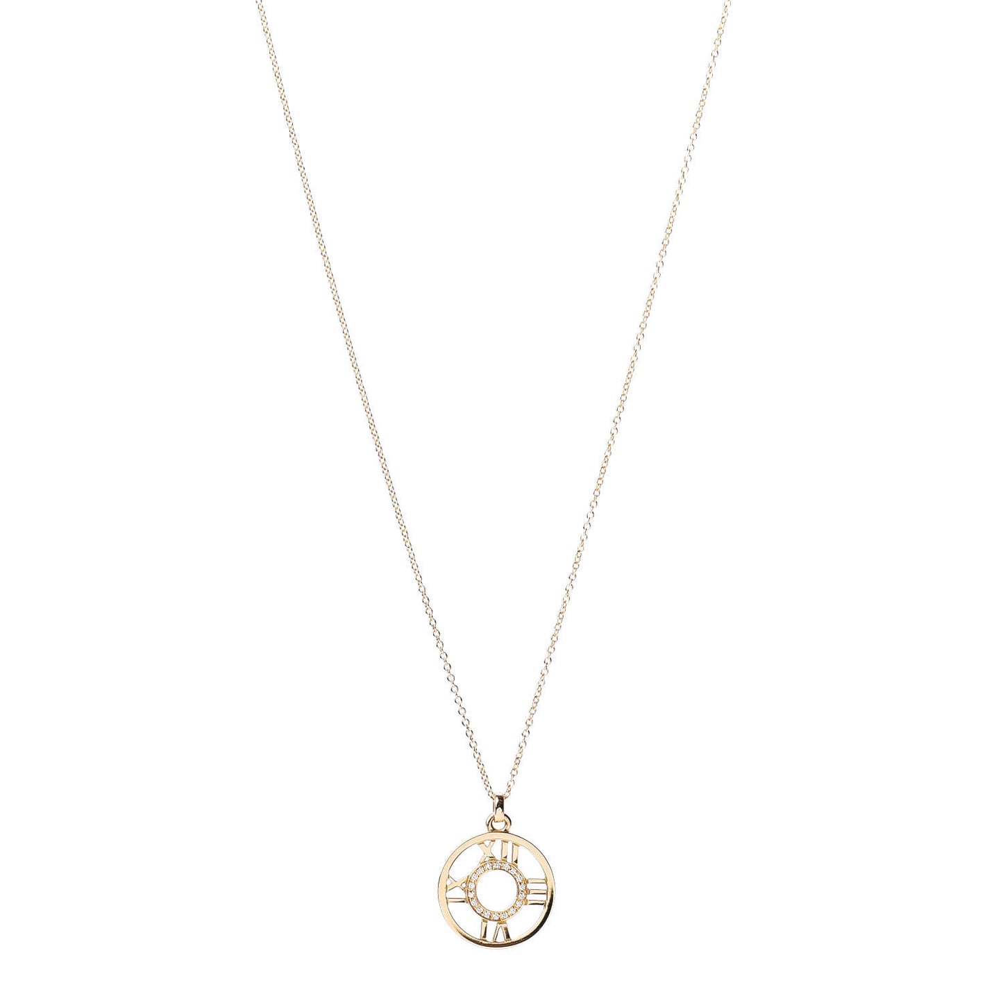 18K Yellow Gold Diamond Small Atlas Open Pendant Necklace