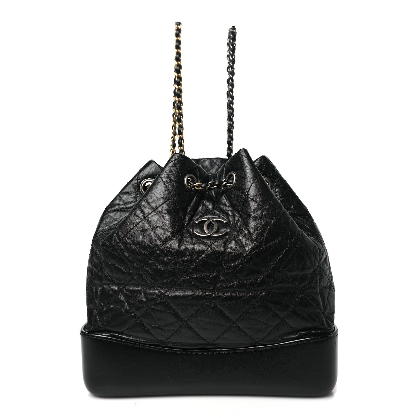 Aged Calfskin Quilted Small Gabrielle Backpack Black