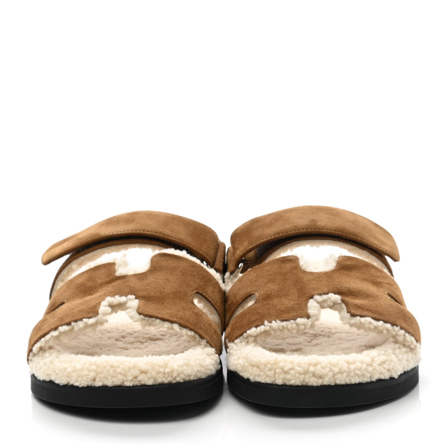 Suede Goatskin Woolskin Mens Chypre Sandals 41 Brun Fume Ecru