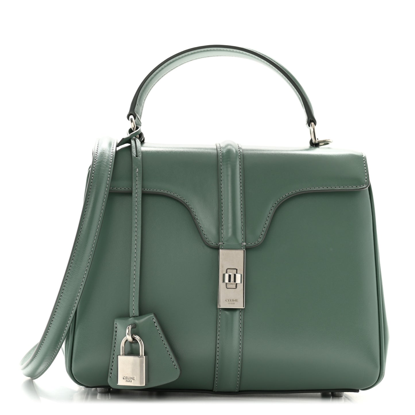 Satinated Calfskin Small 16 Top Handle Bag Celadon