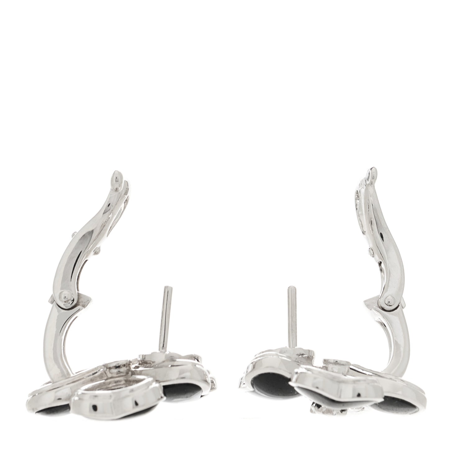 18K White Gold Diamond Black Onyx Small Cosmos Earrings