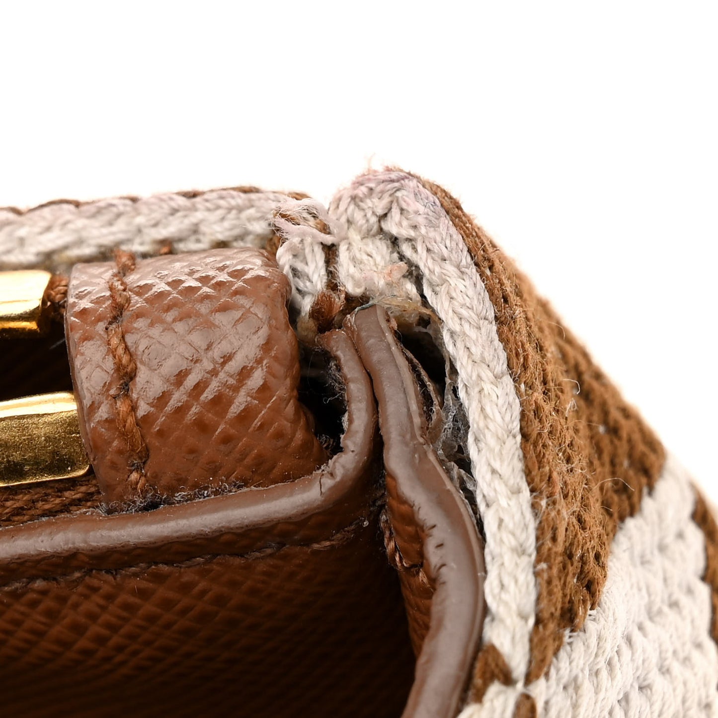 Jacquard Saffiano Triangolo Symbole Embroidered Mini Galleria Double Zip Tote Tabacco Talco