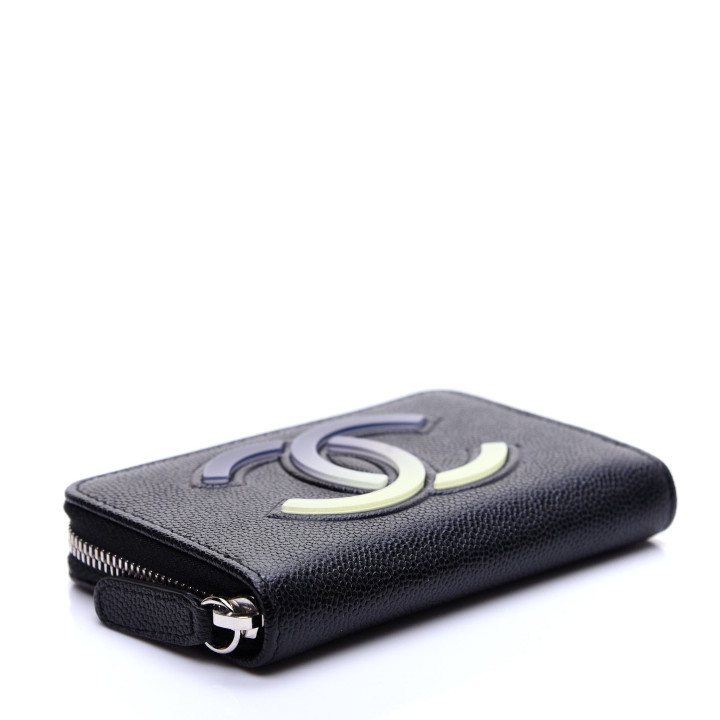Caviar CC Small Zip Around Coin Purse Black Blue Green