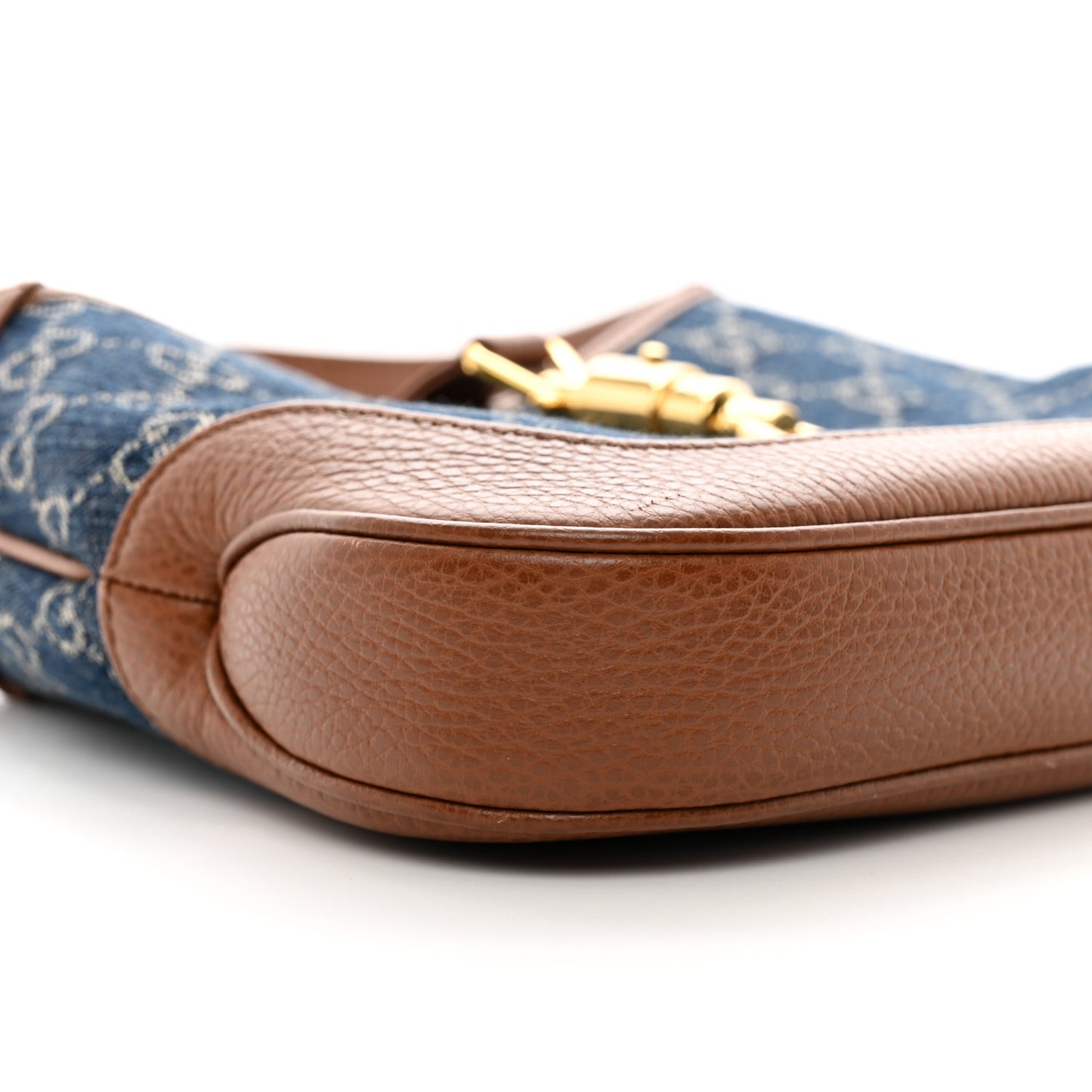 New Denim GG Monogram Calfskin Small Jackie 1961 Hobo Blue Tea Cuir