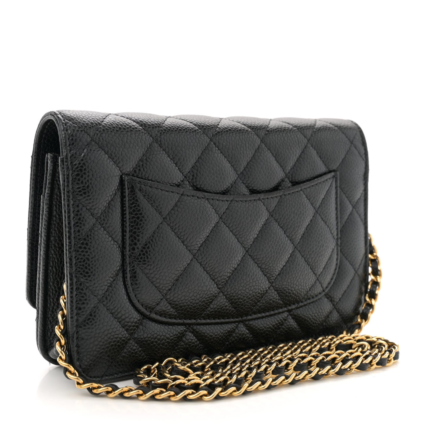 Caviar Quilted Wallet on Chain WOC Black