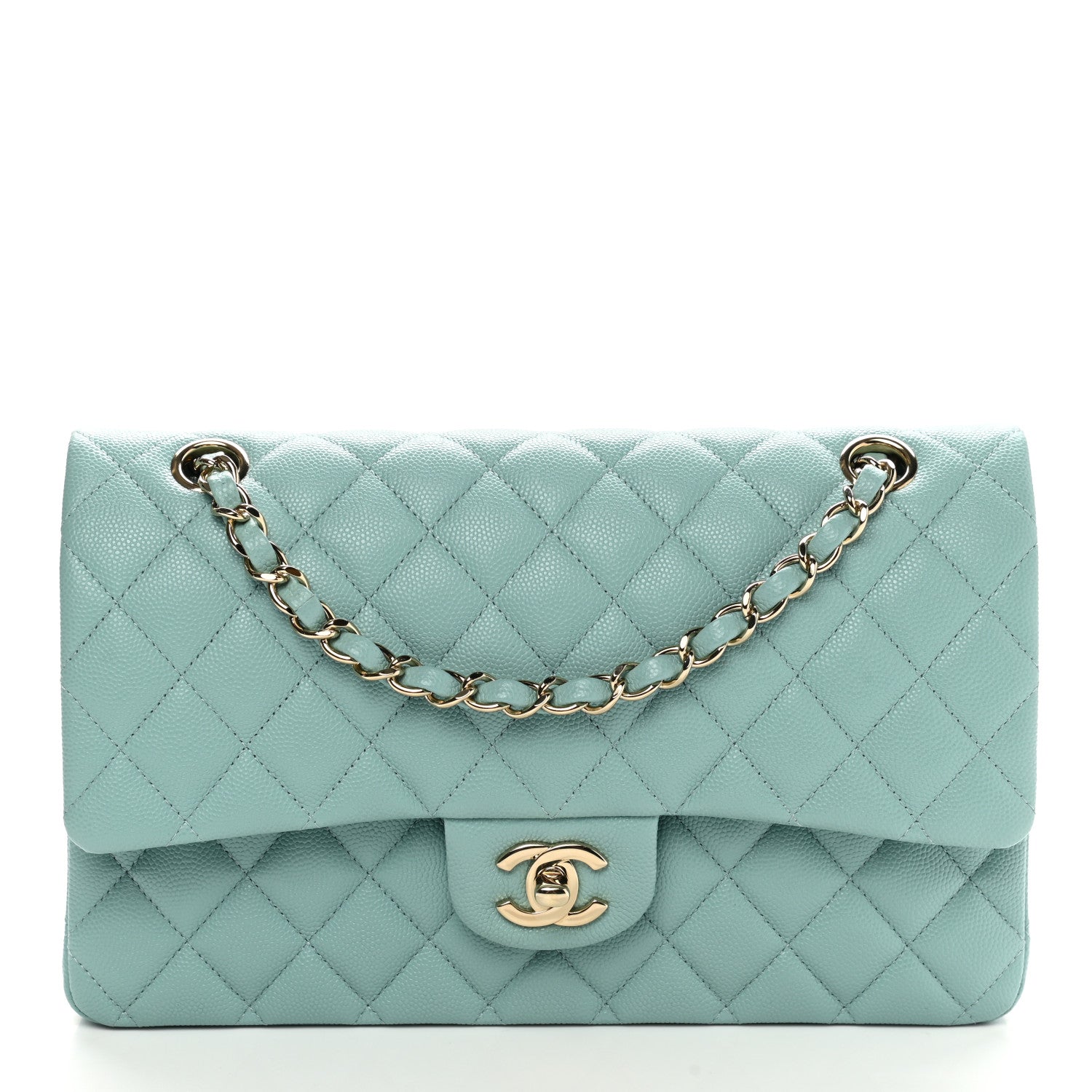 Chanel Caviar Quilted Medium Double Flap Light Blue 1 of 11