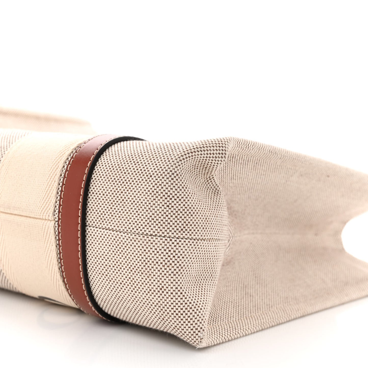 Cotton Calfskin Medium Woody Ribbon Tote White Brown