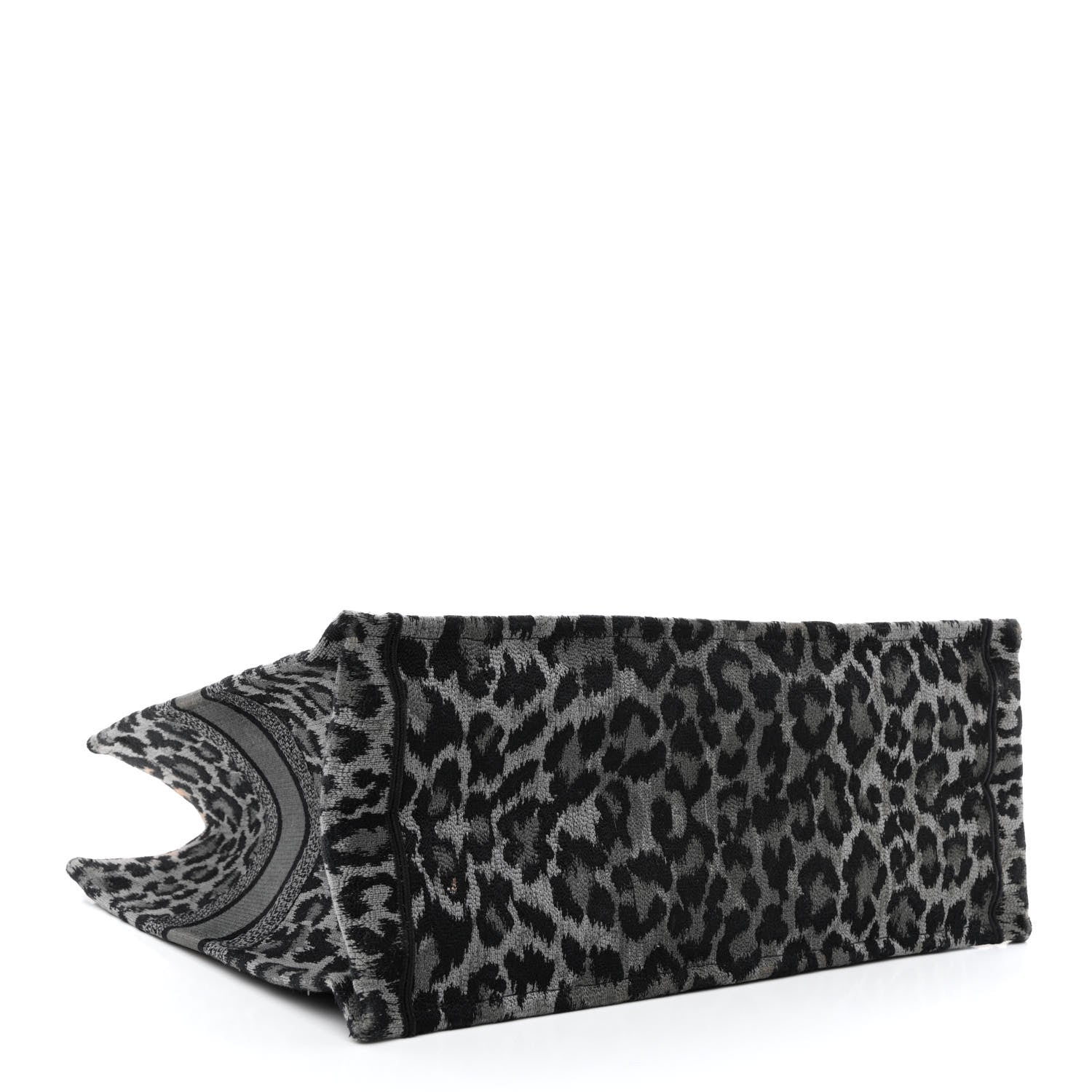 Christian Dior Canvas Mizza Embroidered Large Leopard Book Tote Grey 4 of 12