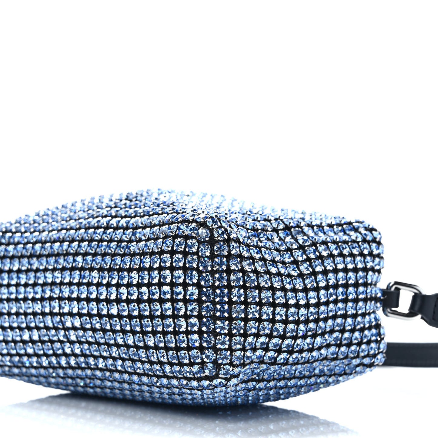 Mesh Crystal Rhinestone Mini Heiress Pouch Baby Blue