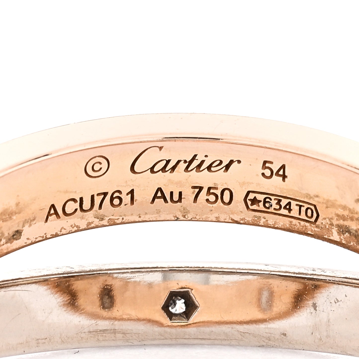 18K Pink White Gold 6 Diamond LOVE Ring 54 7