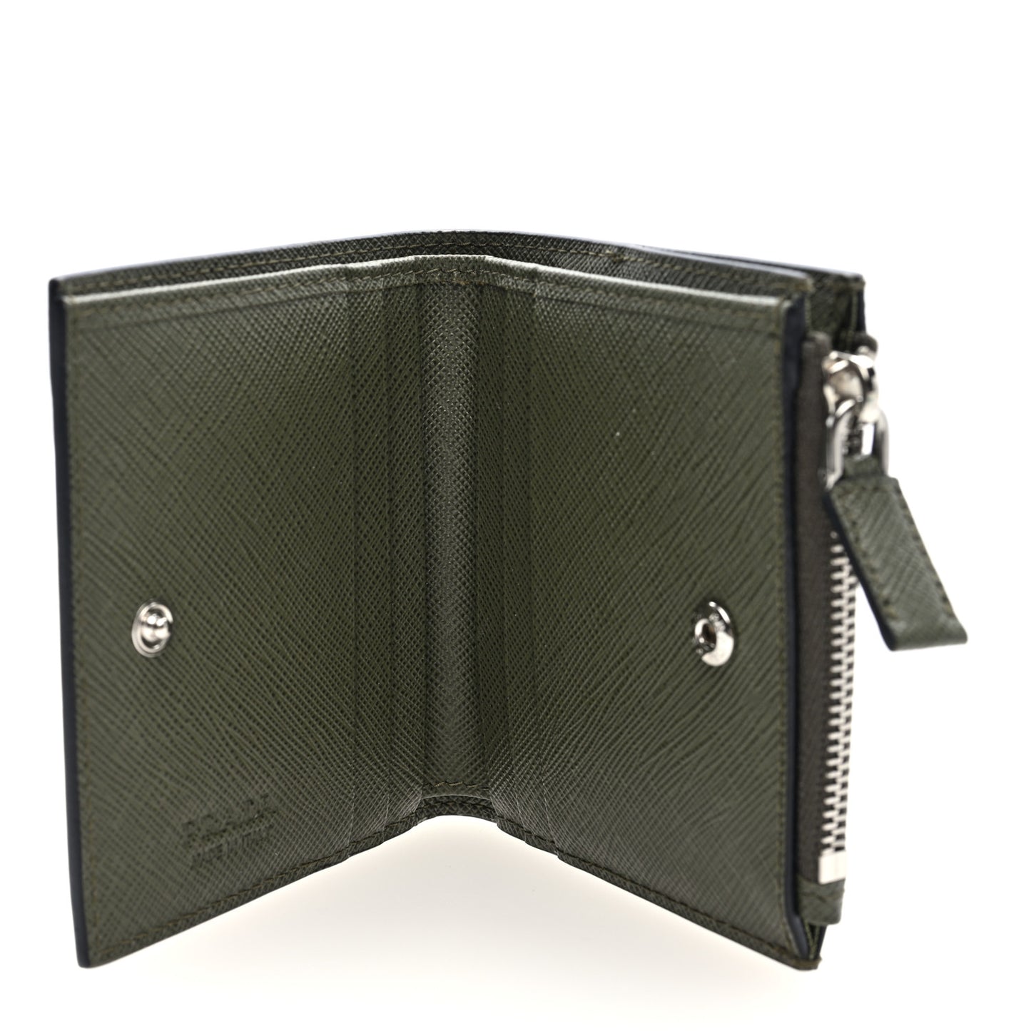 Saffiano Zip Top Compact Wallet Dark Green