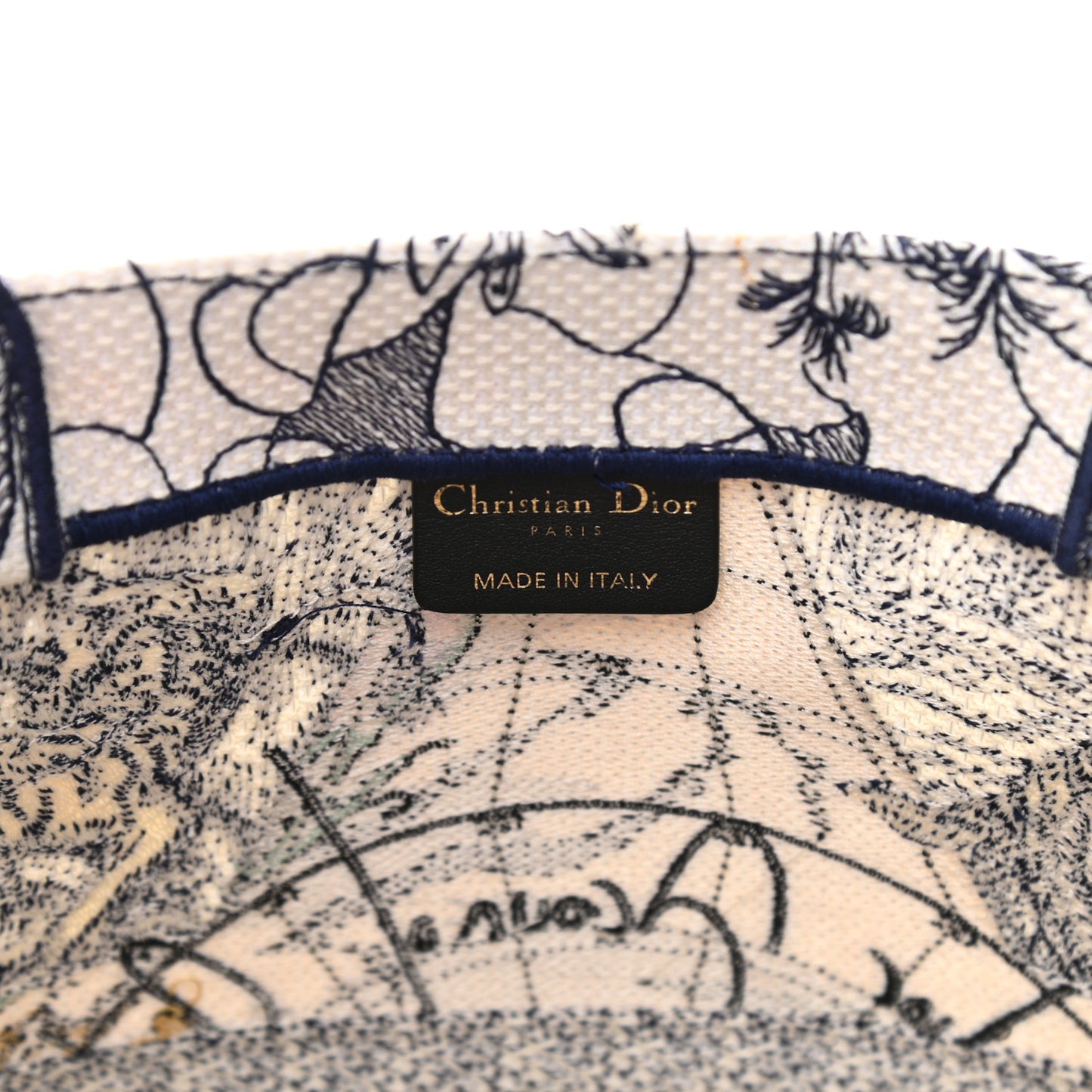 Canvas Embroidered Large Around The World Book Tote Blue