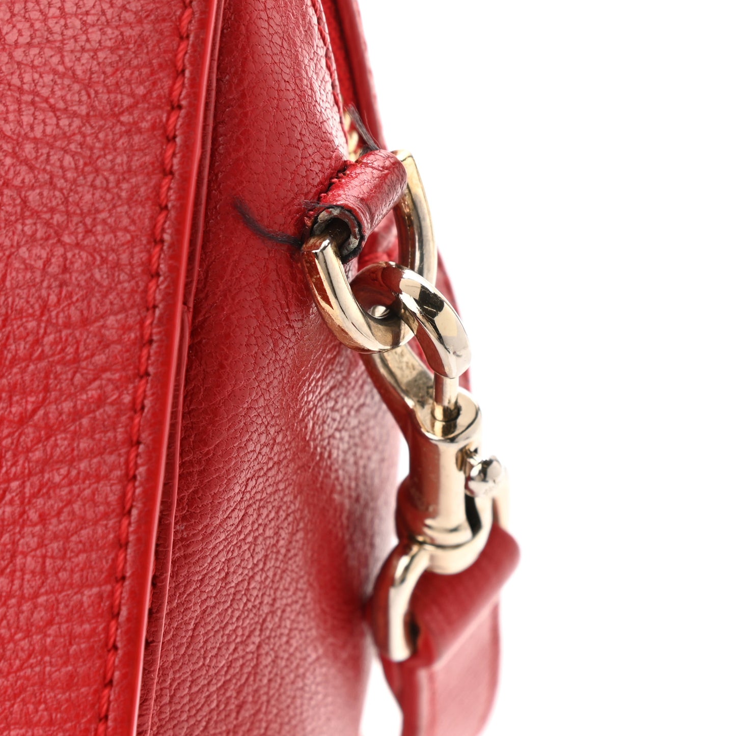 Glossy Goatskin Small Del Rey Satchel Red