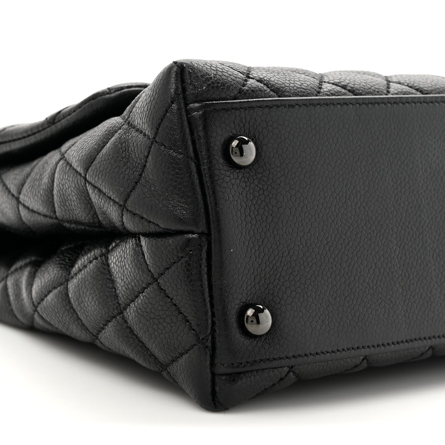 Caviar Quilted Small Coco Handle Flap So Black