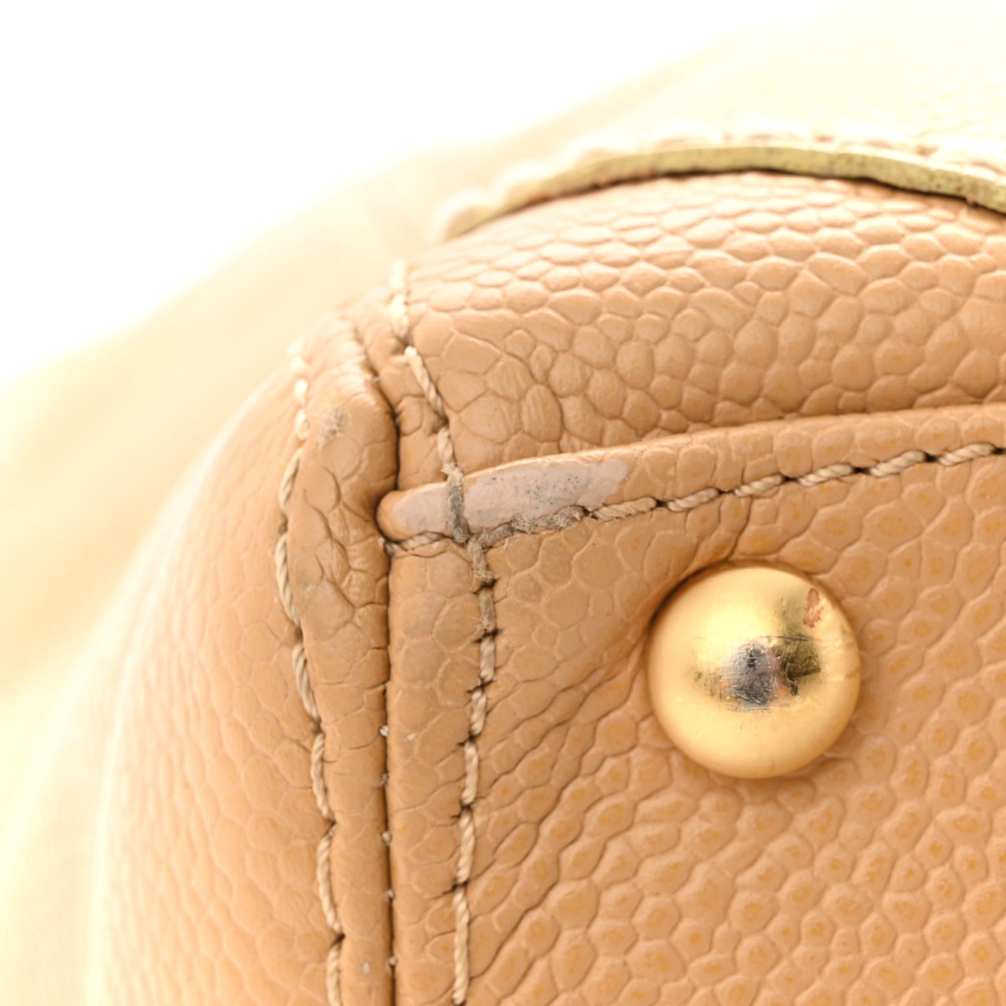 Caviar CC Stitched Medium Tote Beige