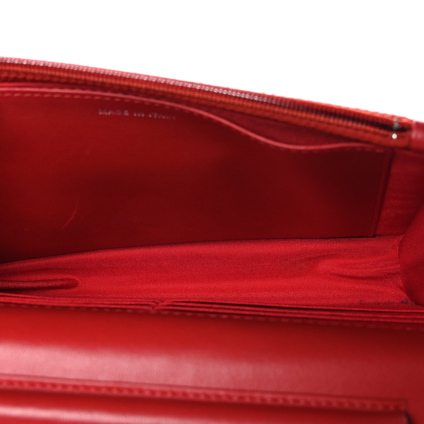 Lambskin Quilted CC Crossing Wallet On Chain WOC Red