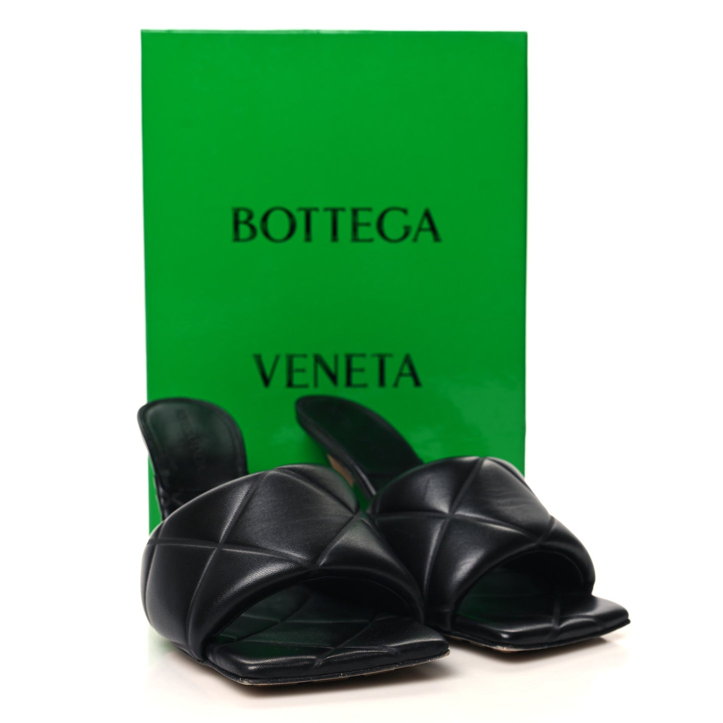 Nappa Quilted Rubber Lido Mule Sandals 39 Black