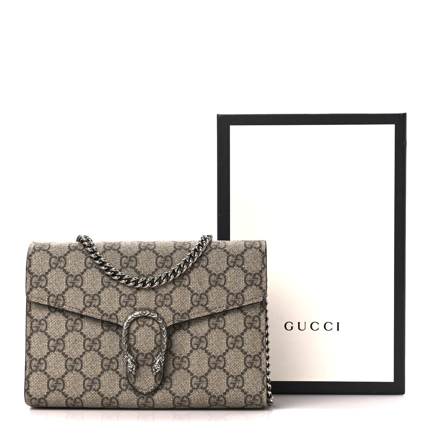 GG Supreme Monogram Mini Dionysus Chain Wallet Beige Black