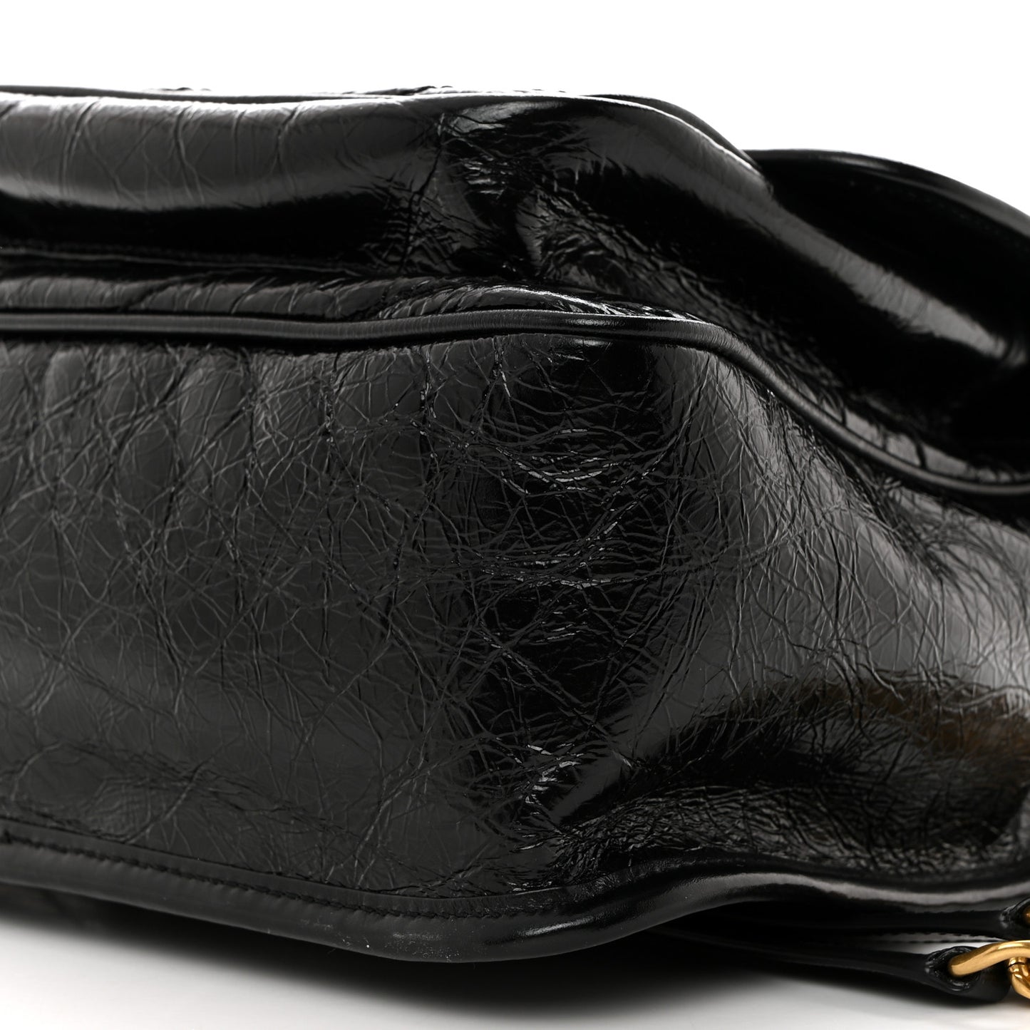 Crinkled Calfskin Matelasse Monogram Medium Niki Chain Satchel Black