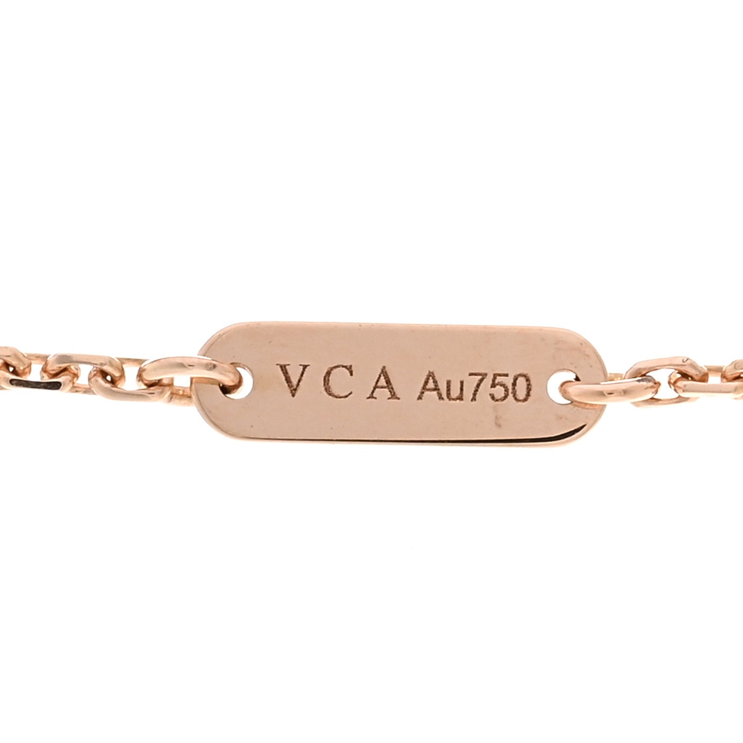 18K Rose Gold Diamond Pink Porcelain Vintage Alhambra Pendant Necklace