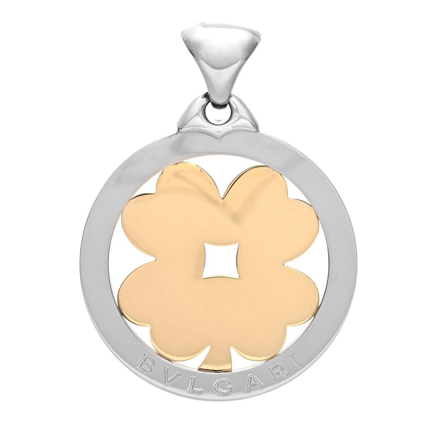 18K Yellow Gold Stainless Steel Tondo Clover Pendant