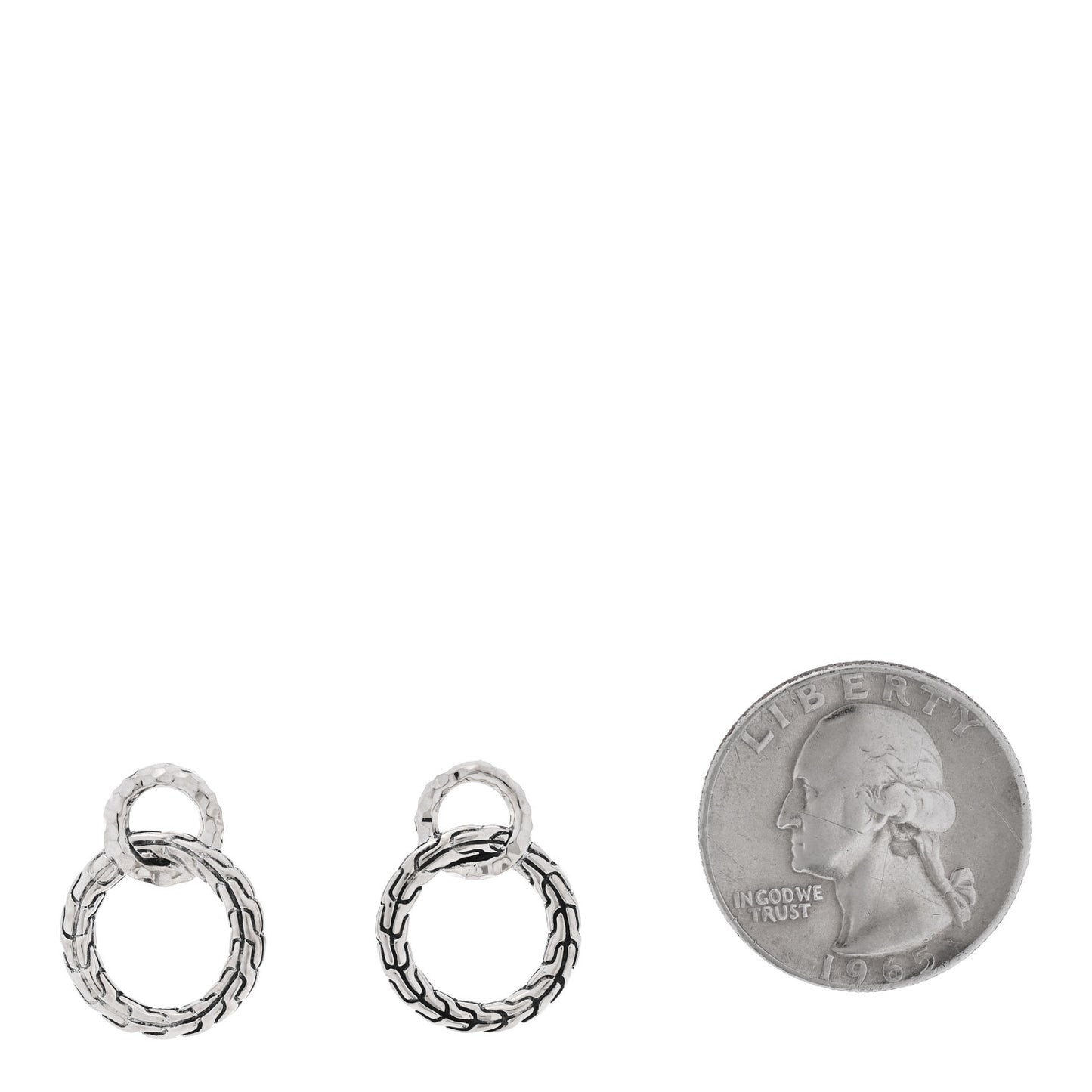 Sterling Silver Carved Chain Interlink Stud Earrings