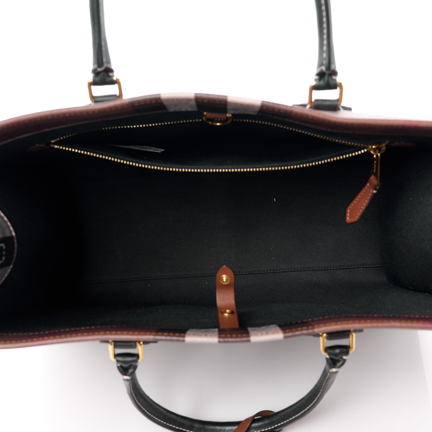 E-Canvas Check Calfskin Medium Freya Tote Dark Birch Brown