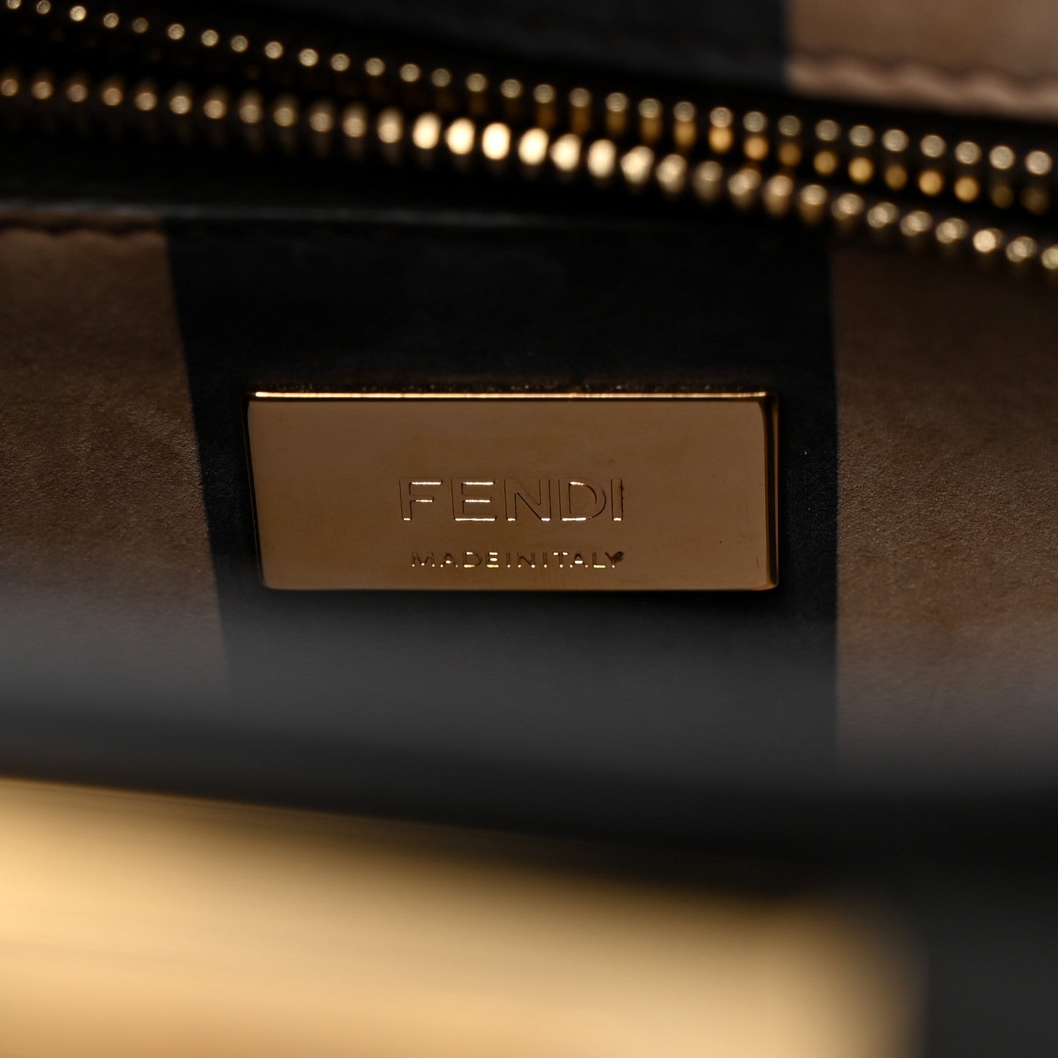 Fendi Vitello Seta Nabuk Pequin Mini Peekaboo Iconic Satchel Ebano Tobacco Moro 6 of 11