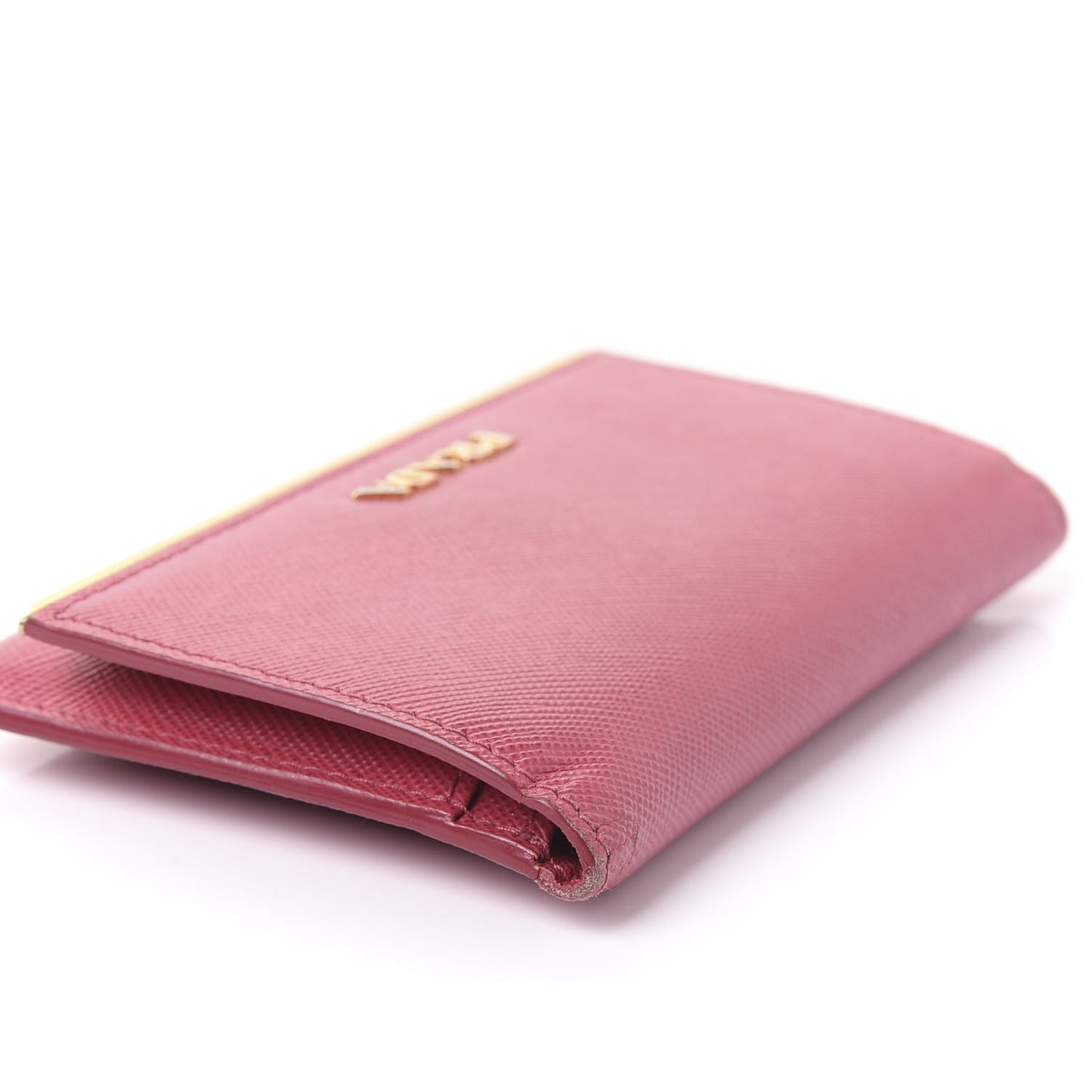 Saffiano Compact Metal Bar Flap Wallet Peonia