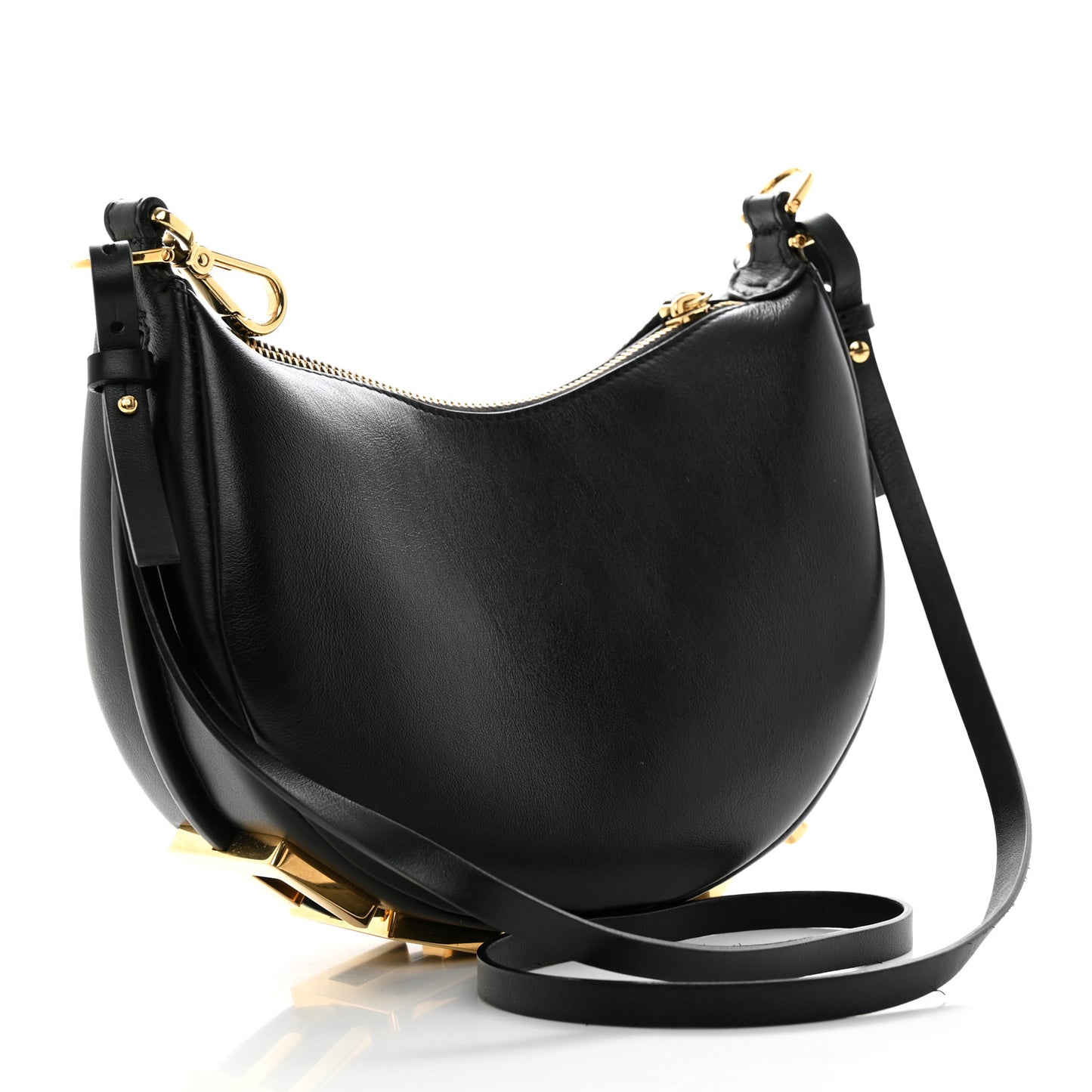 Vitello Grace Matte Mini Fendigraphy Hobo Bag Black