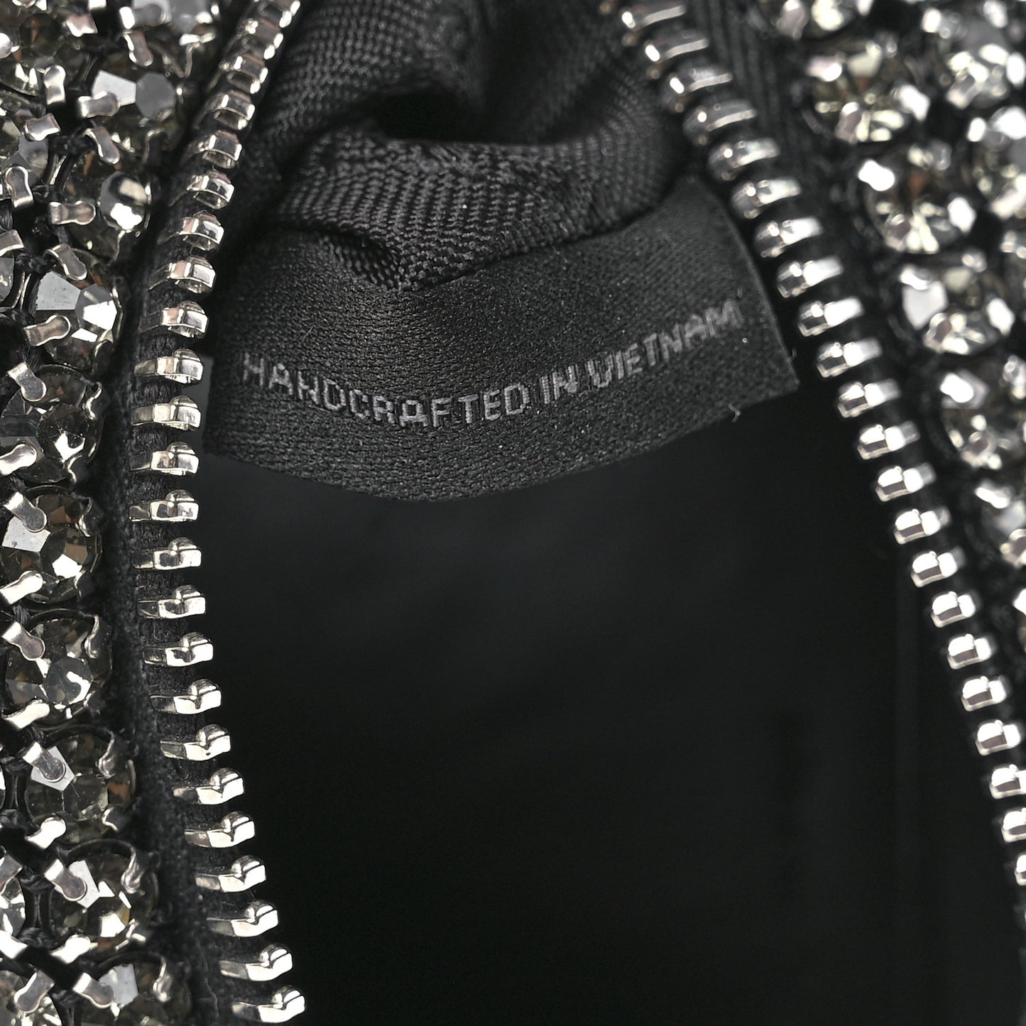 Mesh Crystal Rhinestone Mini Heiress Pouch Black Silver