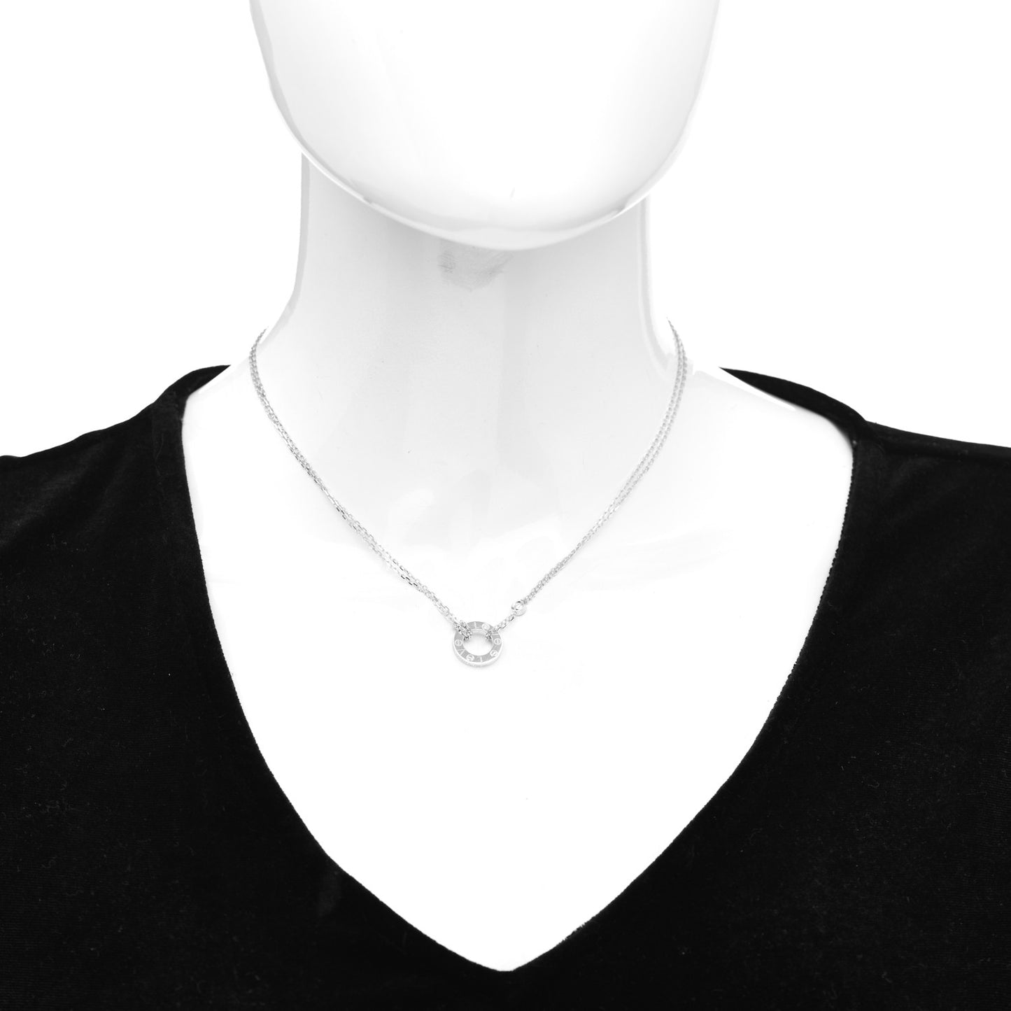 18K White Gold 2 Diamond LOVE Necklace