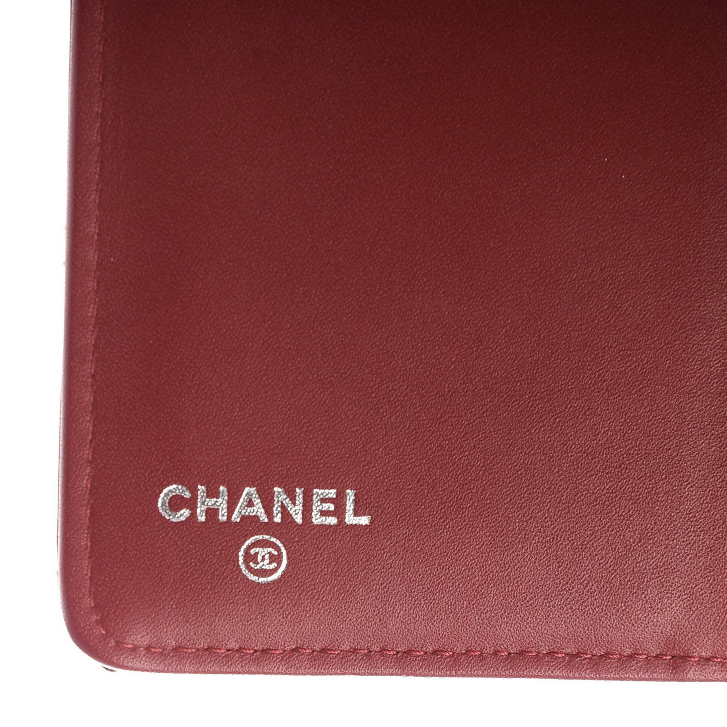 Patent Quilted Brilliant Zipped Pocket Wallet Dark Red