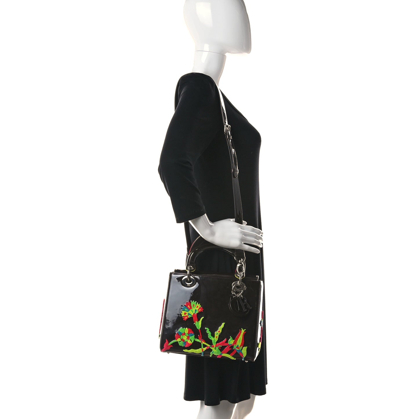 Patent Calfskin Medium Burcak Bingol Of Turkey Lady Dior Art Black Multicolor