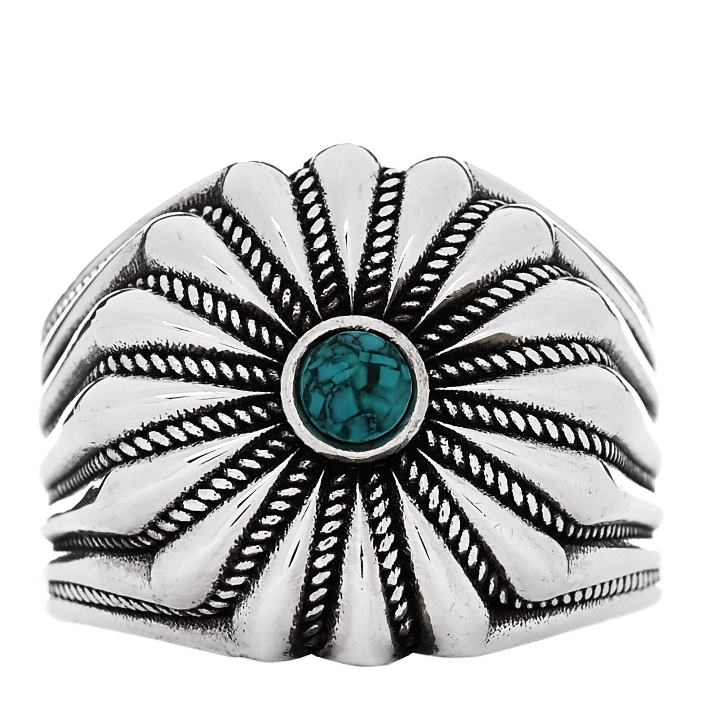 Sterling Silver Resin Interlocking GG Flower Ring 61 9.75 Turquoise