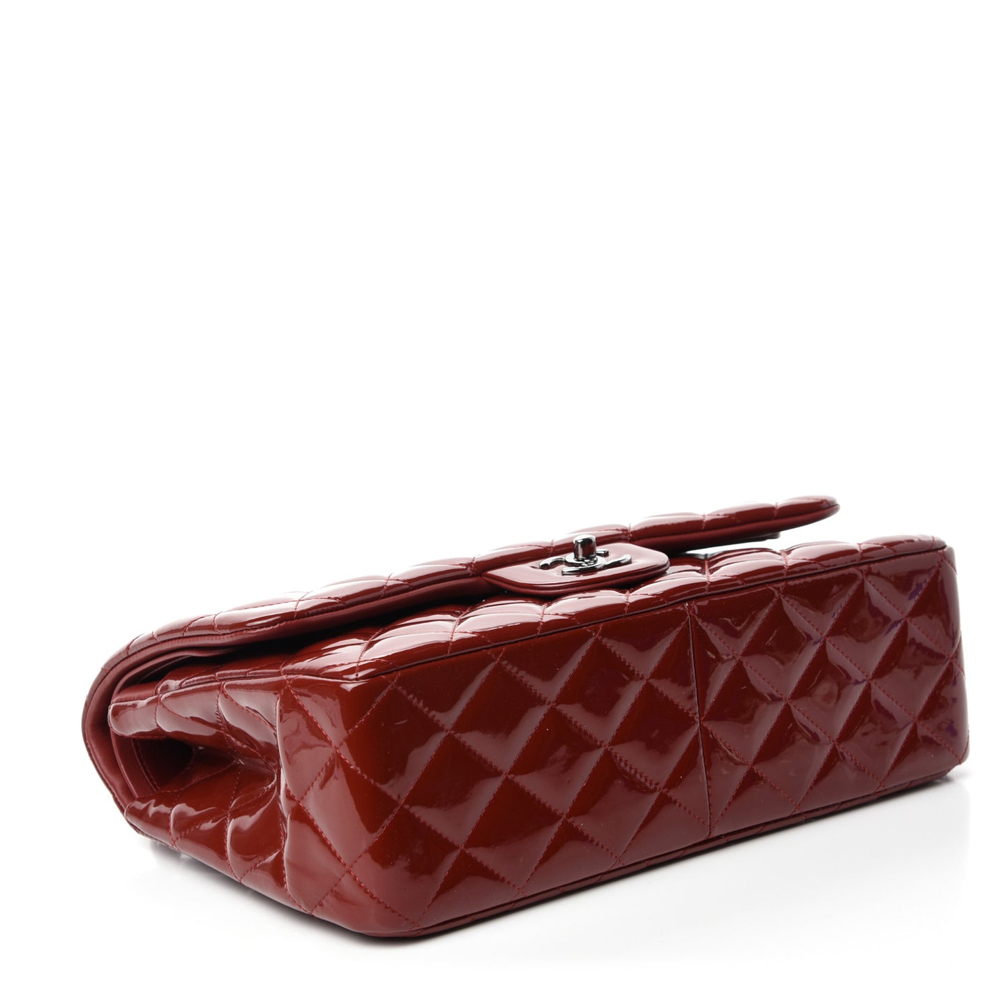 Patent Quilted Jumbo Double Flap Dark Red