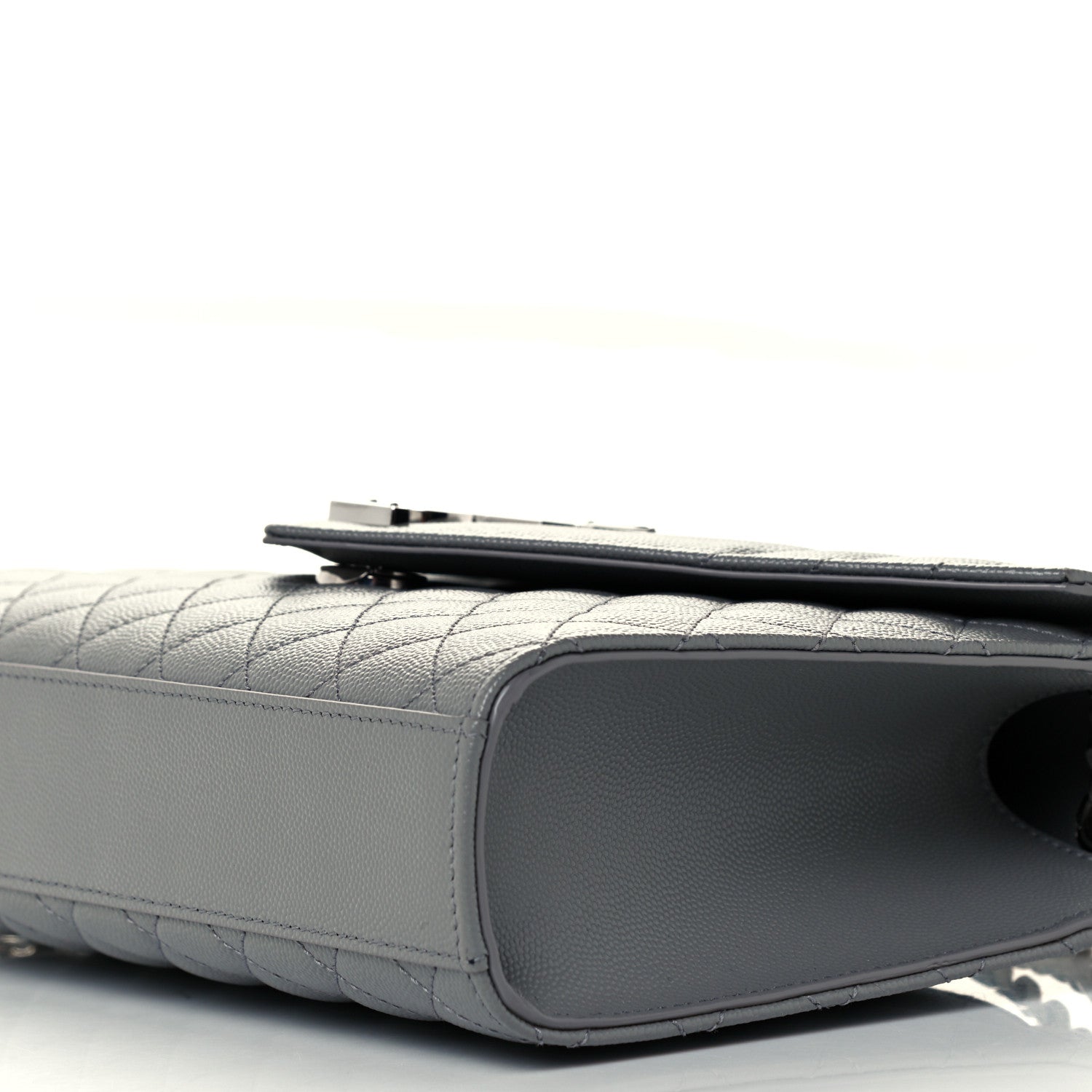 Saint Laurent Grain De Poudre Textured Mixed Matelasse Medium Triquilt Monogram Satchel New Stone 10 of 11