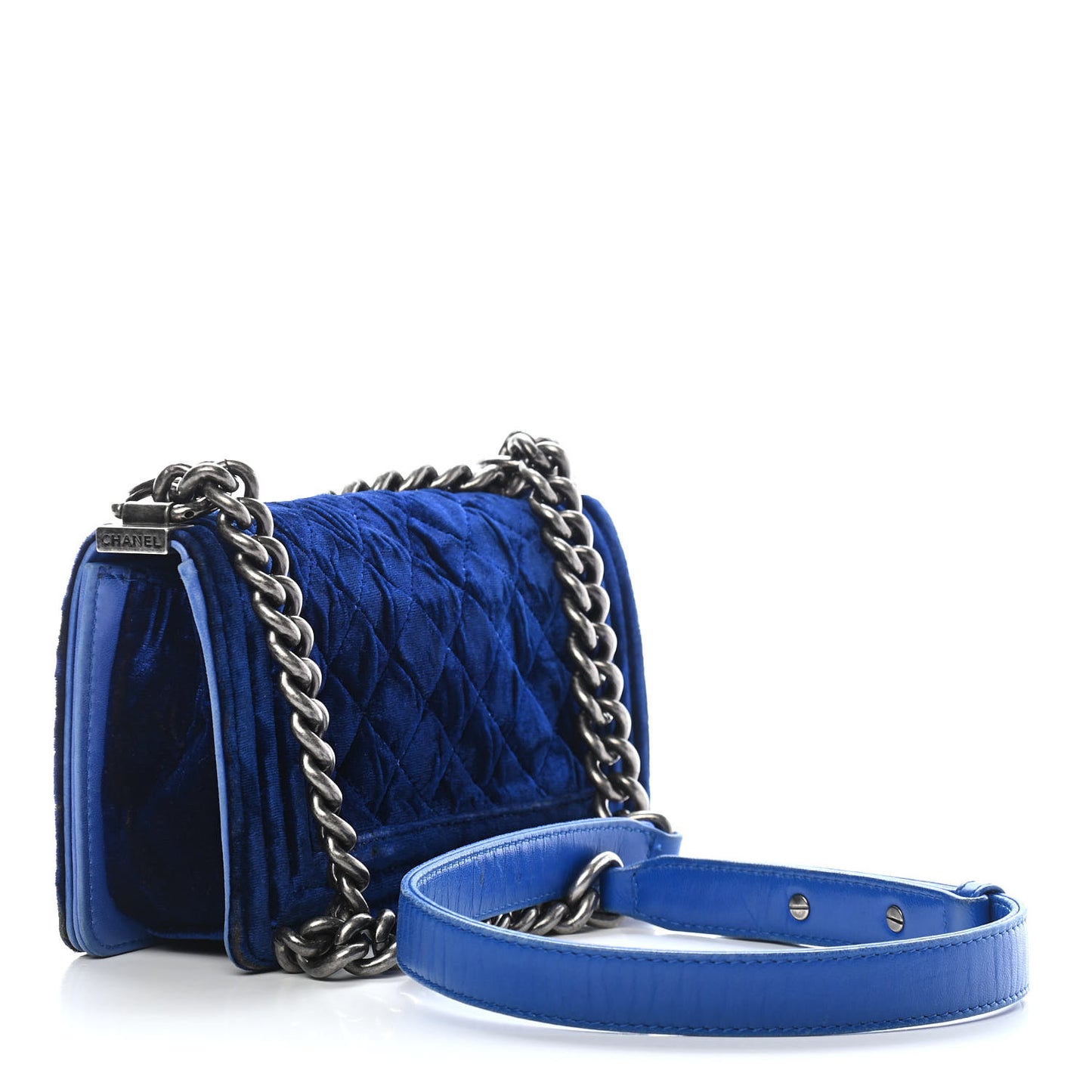 Velvet Quilted Small Boy Flap Blue