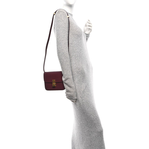 Box Calfskin Small Classic Box Flap Bag Burgundy