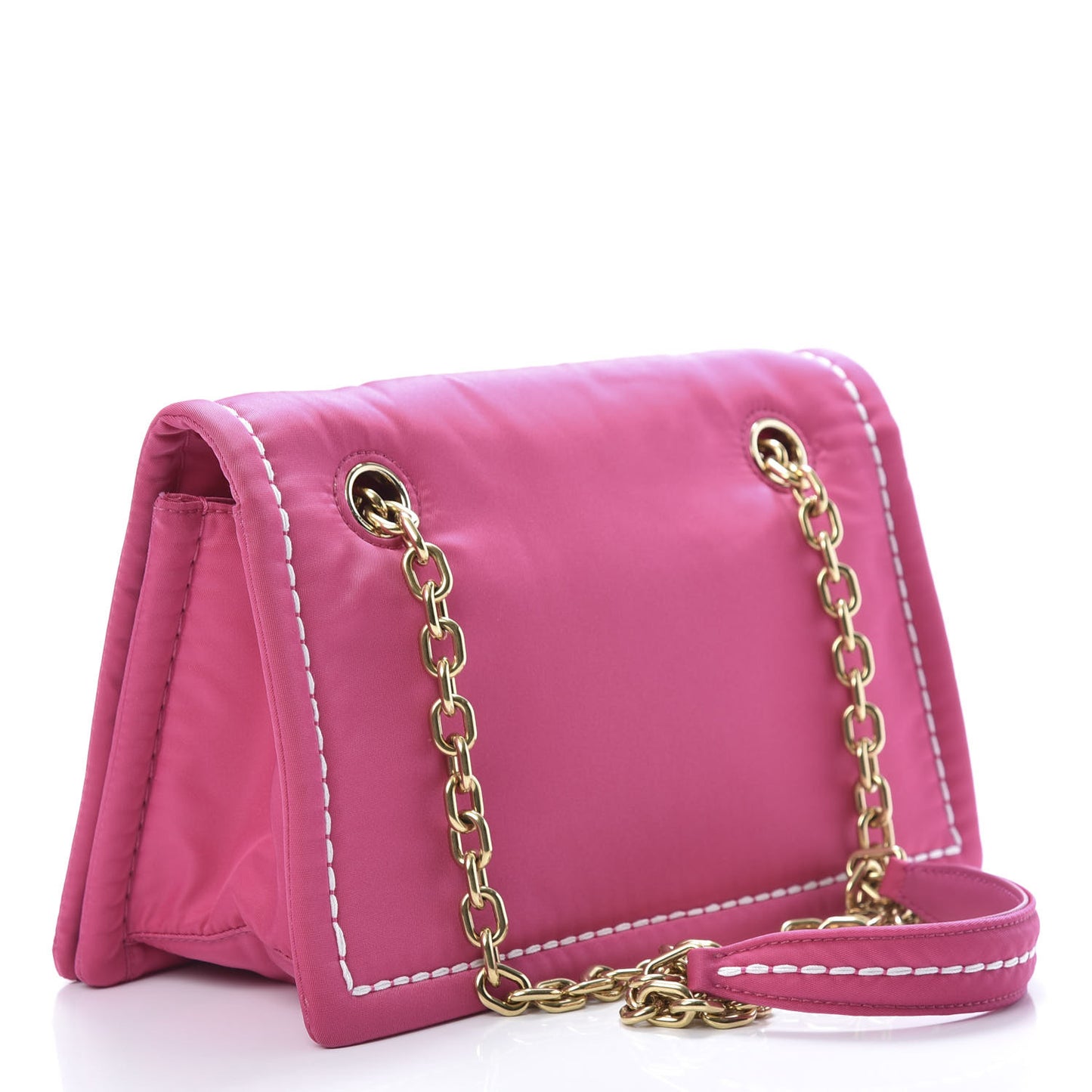 Nylon Tessuto Chain Shoulder Bag Fuxia