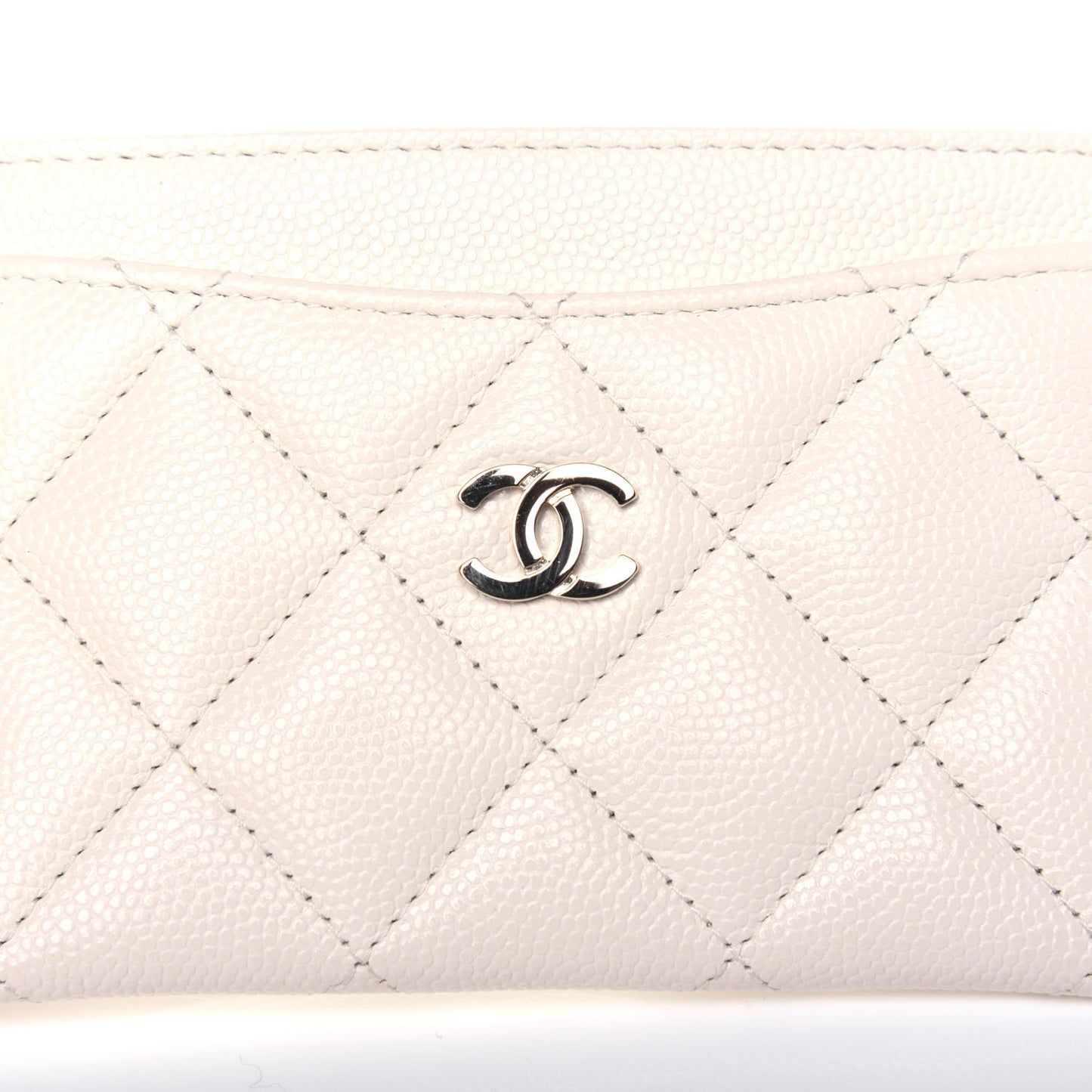 Caviar Quilted Card Holder White