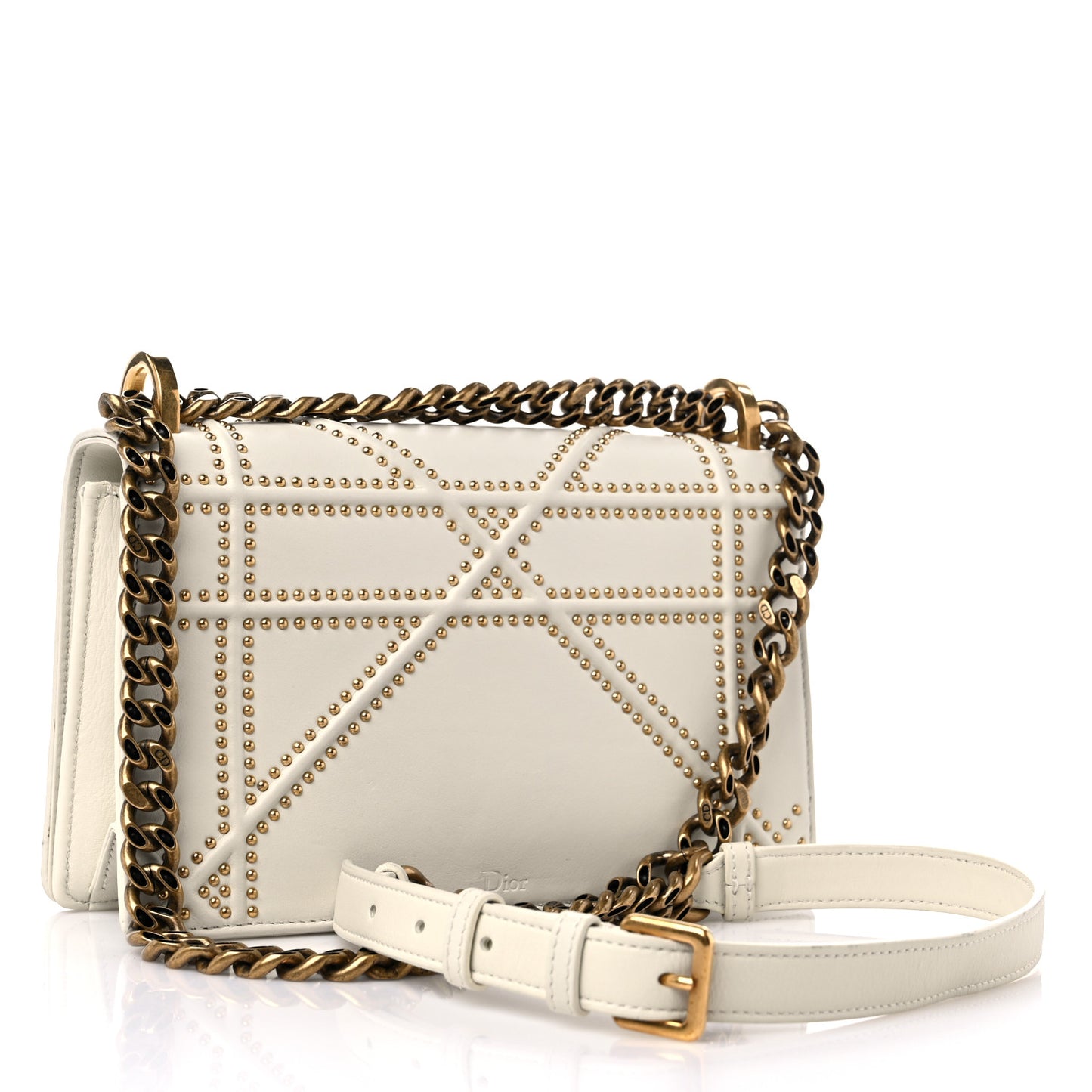 Lambskin Studded Medium Diorama Flap Bag Latte